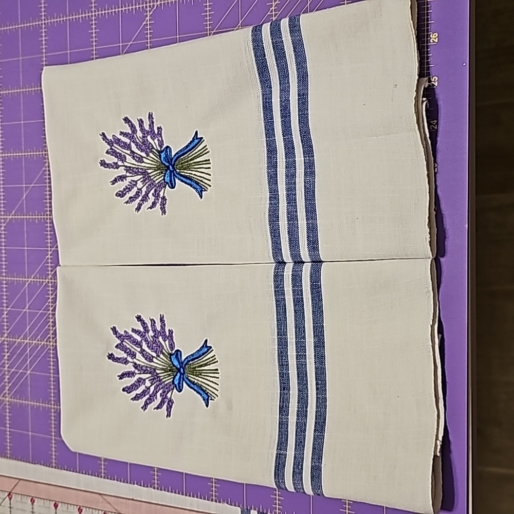 Lavender embroidered towels